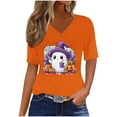 thumbnail image 2 of Jsaierl Women's Halloween Shirts Plus Size Pumpkin Ghost Graphic Tees Classic V-Neck T-shirt Short Sleeve Dressy Casual Blouse Tops Halloween Clothes, 2 of 5