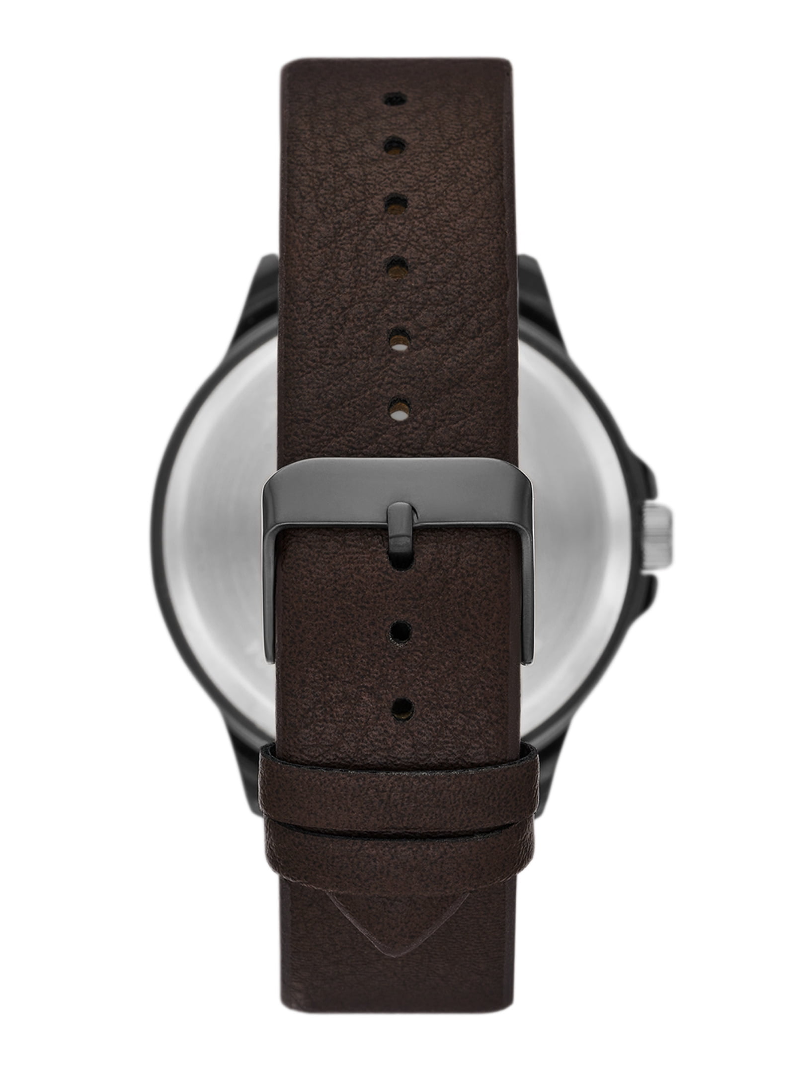 George Men's Watch with Gunmetal Tone Round Case, Black Easy Read Dial and  Brown Textured Vegan Leather Band