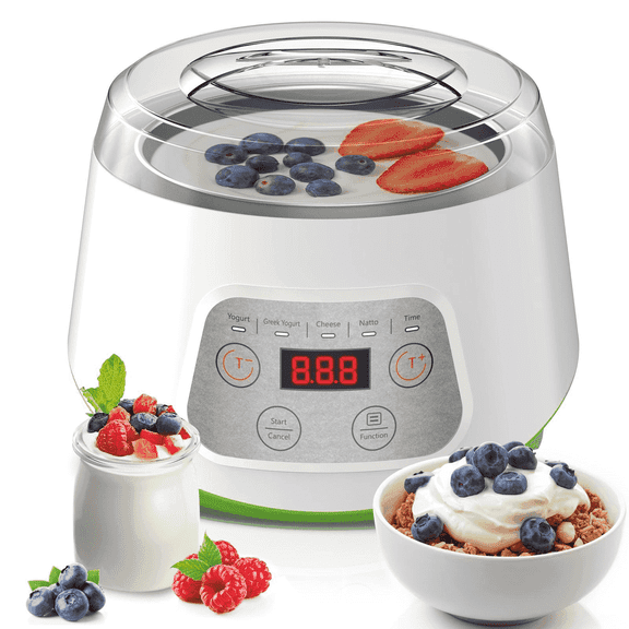 NOBRAND 1 qt Yogurt Maker, White with Built-In Timer