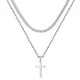thumbnail image 1 of Ursteel Collar de cruz para hombre Collares de cruz para hombre Collar de cruz de acero inoxidable para hombres y mujeres Cadena de cuerda en capas Cadena cruzada para hombres 22-24 pulgadas Regalos p, 1 of 1