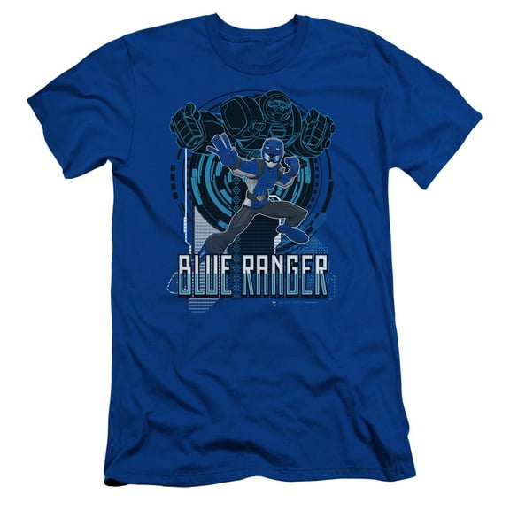 Power Rangers Blue Ranger Adult 30/1 T-Shirt Royal Blue