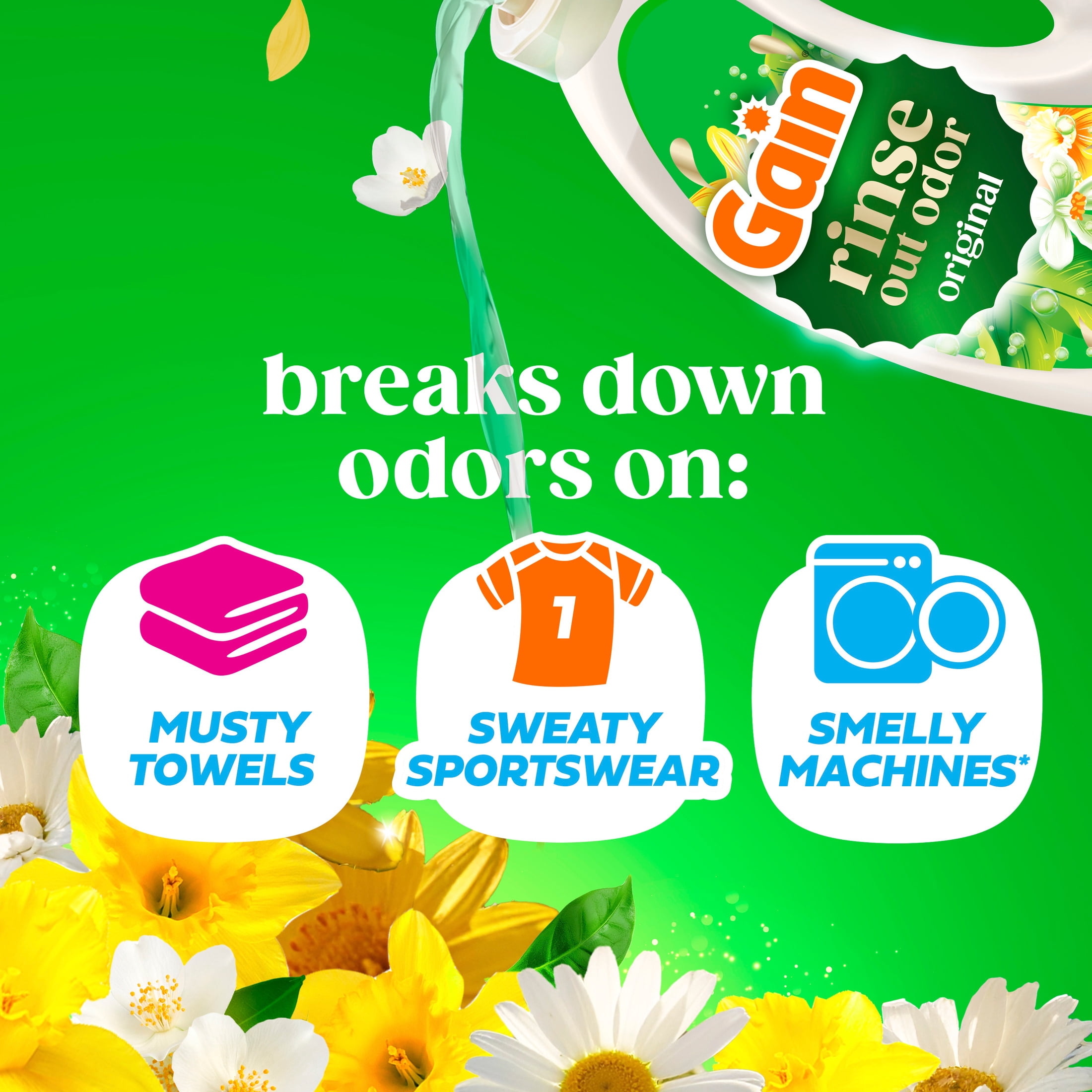 Gain Rinse Laundry Odor Remover, HE Compatible Original Scent, 62 fl oz