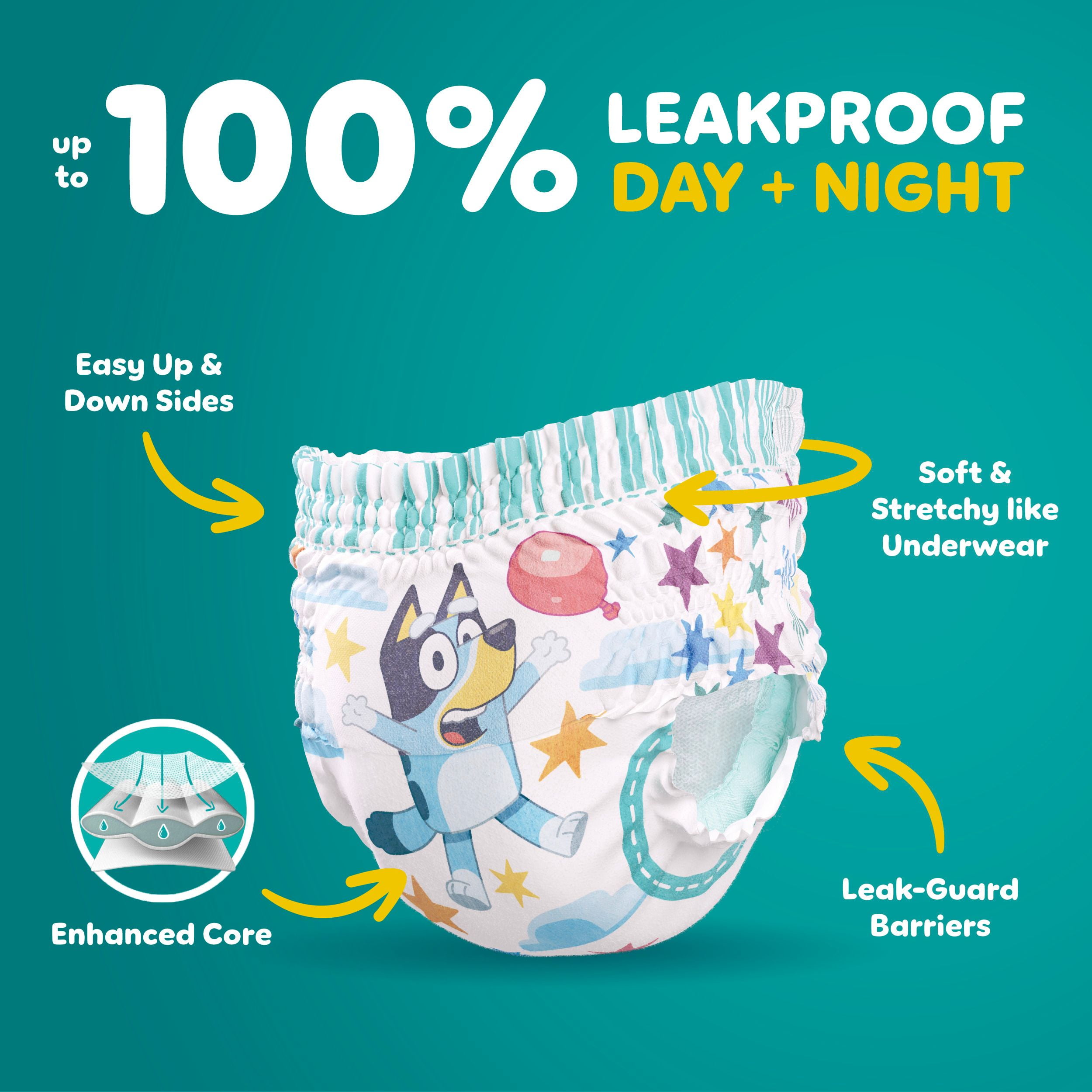 Pampers Easy Ups Girls & Boys Potty Training Pants, Size 6 (4T5T), Bluey Absorbent Training Underwear, Up to 100% Leakproof Day and Night, Hypoallergenic