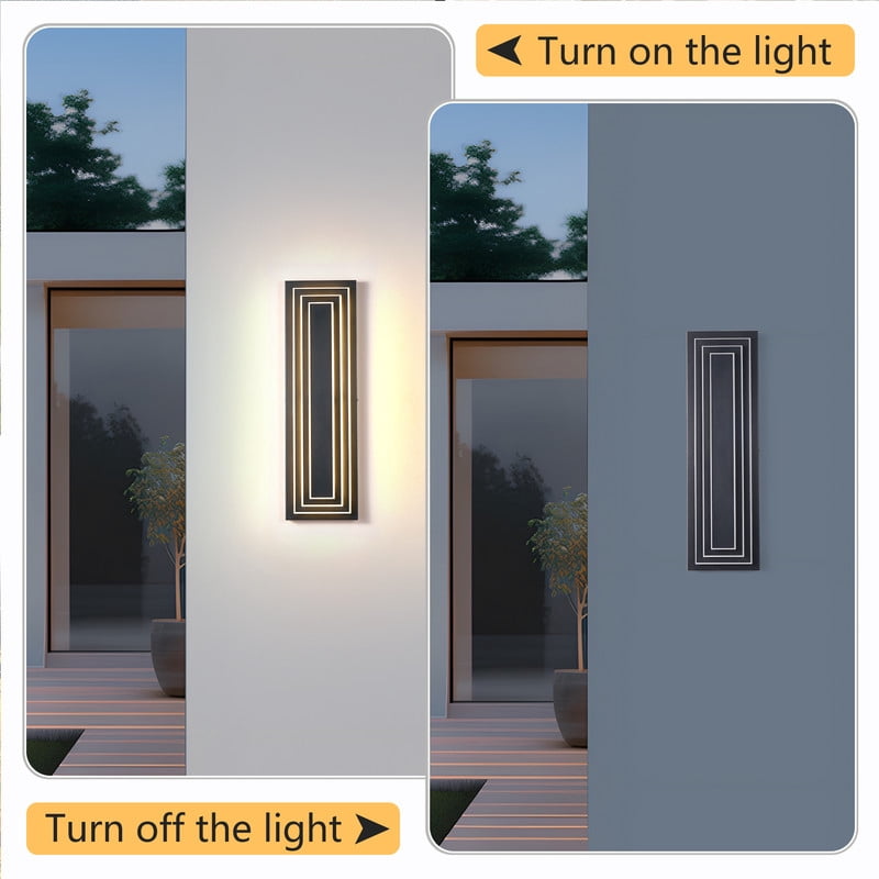 TICOZE 23.6 inch Modern Long Outdoor Wall Lights Exterior Lights for House,LED Outdoor Wall Large Front Porch Light Fixture For Garage, garden, entrance gate (2 Pack)