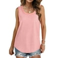 thumbnail image 4 of MOSHU Ribbed Trim Tank Tops for Women Flowy Round Neck Women Shirts Loose Fit Sleeveless Summer Tops, 4 of 11