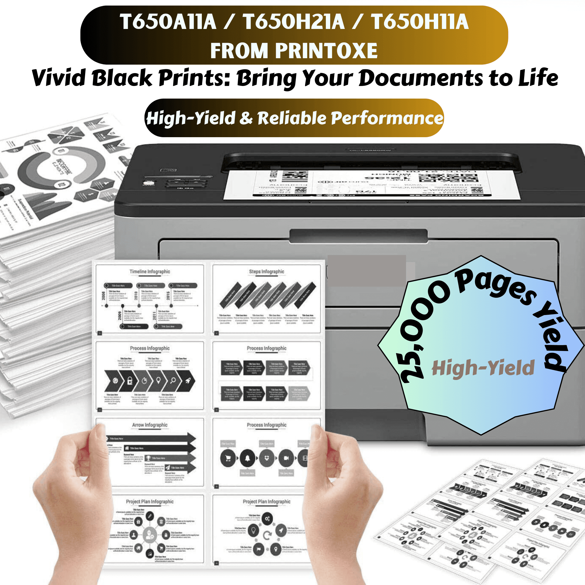 duston 5X T650H11E Toner Noir Compatible avec avec Lexmark Optra T650 T650dn T650dtn T650n T652 T652dn T652dtn T652n T654 T654dn T654dtn T654n