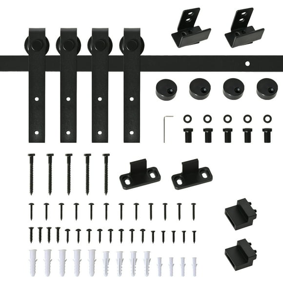 HOMCOM 6ft Cabinet Barn Door Hardware Kit  for Sliding Double Door TV Stand