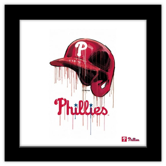 Gallery Pops MLB Philadelphia Phillies - Drip Helmet Wall Art, Black Framed Version, 12" x 12"