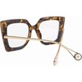 thumbnail image 2 of Oversized Square Blue Light Blocking Glasses Eye Strain Glare Pearl Inlay Arm Cat Eye Fashion Eyewear B2639, 2 of 4