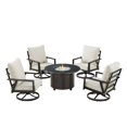 thumbnail image 2 of Black Aluminum Fire Table Set with Four Club Chairs, 2 of 11