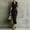 Black, variant on Women's Elegant Sleeveless Wrap Shirt Dress – Lapel Collar Half Button Solid Color Long Dress for Office & Daily Amber Color,M
