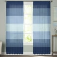 thumbnail image 2 of Navy Blue Stripes, Sheer Curtains 96 Inches Long 2 Panels Set, Window Sheer Curtains for Living Room/Bedroom, Gradient Modern Minimalist Geometric Light Filtering Rod Pocket Curtain 52'' x 96'' x 2, 2 of 7