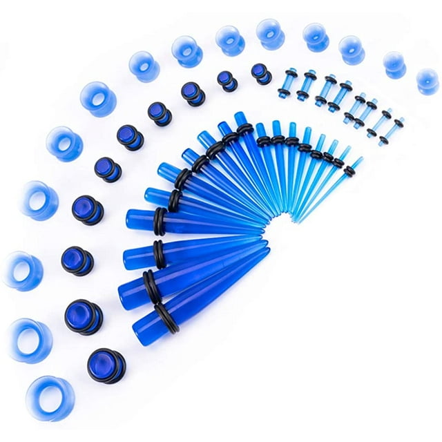 Ear Stretching Kit 50 Pieces Ear Gauges Expander Set Acrylic Rejuvenators and Plugs & Silicone Tunnels Piercing Jewelry Set