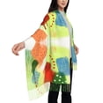 thumbnail image 3 of Women's Fashion Tassel Scarf, Watercolour Abstract Forest Long Shawl, Lightweight and Warm, 3 of 9