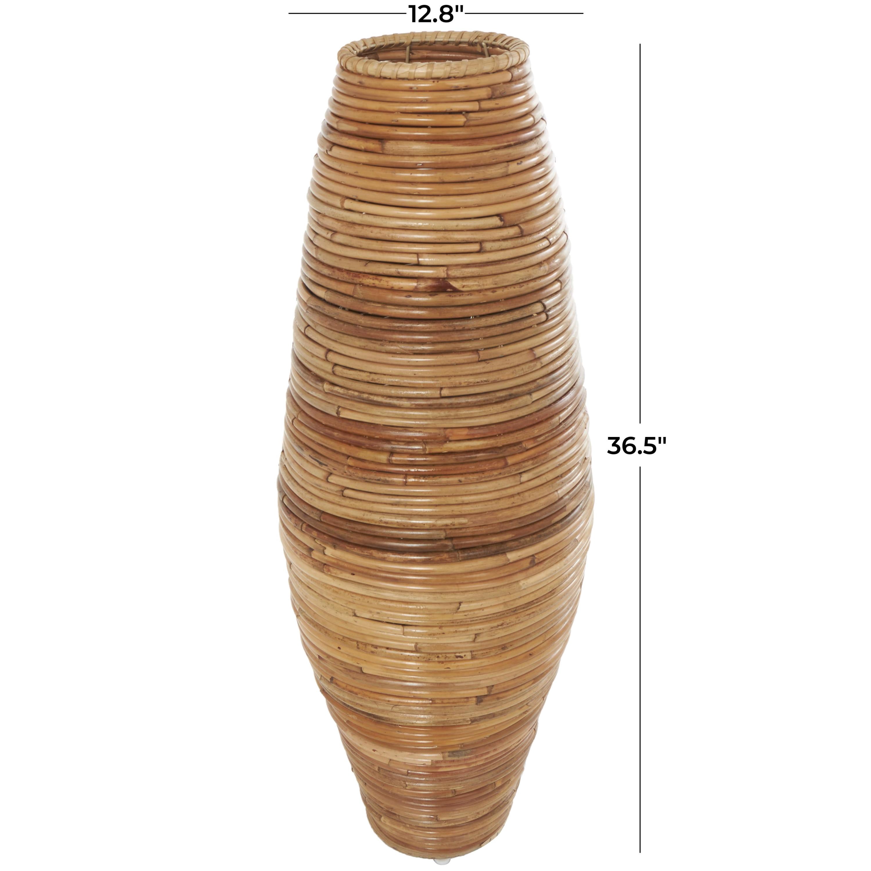 DecMode 37" Handmade Tall Wrapped Brown Rattan Vase