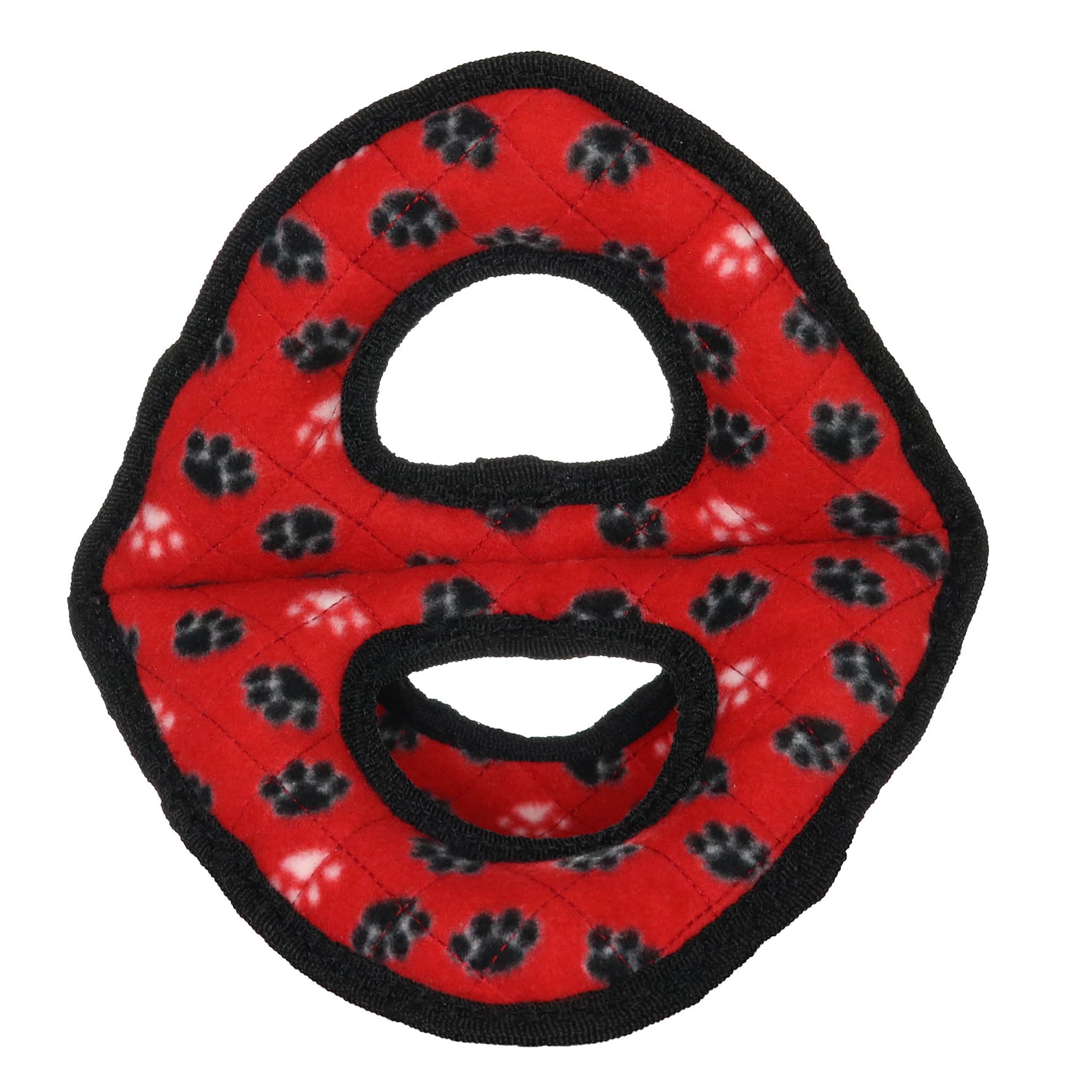 Tuffy Ultimate 3WayRing Red Paw Durable Squeaky Plush Dog Toy