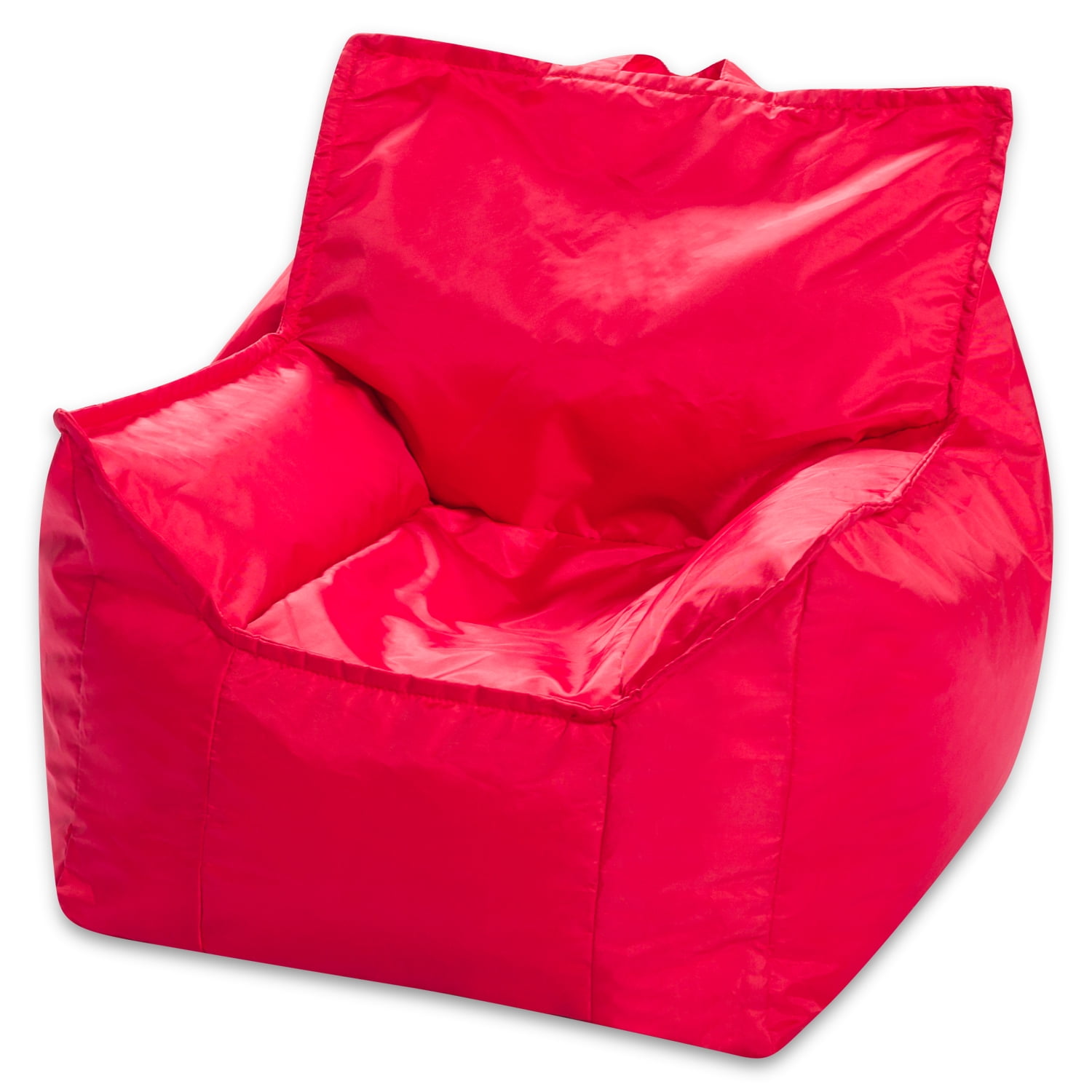 Posh Creations Structured Comfy Bean Bag Chair, for Kids, Newport Seat, 2.1 ft, Nylon-Red