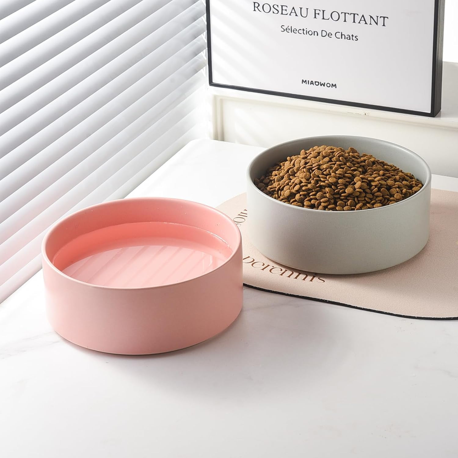 Ceramic Dog and Cat Bowl – Pink, 30oz/900ml Non-Slip Food and Water Dish – Durable, Easy to Clean, Dishwasher Safe Feeding Bowl for Small & Medium Pets