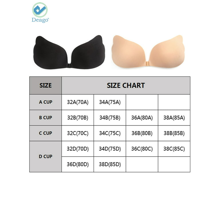Deago Strapless Bra for Women, Self Adhesive Invisible Sticky Push Up  Halter Backless Cleavage Cover For Wedding Party Dress (Skin/B) 