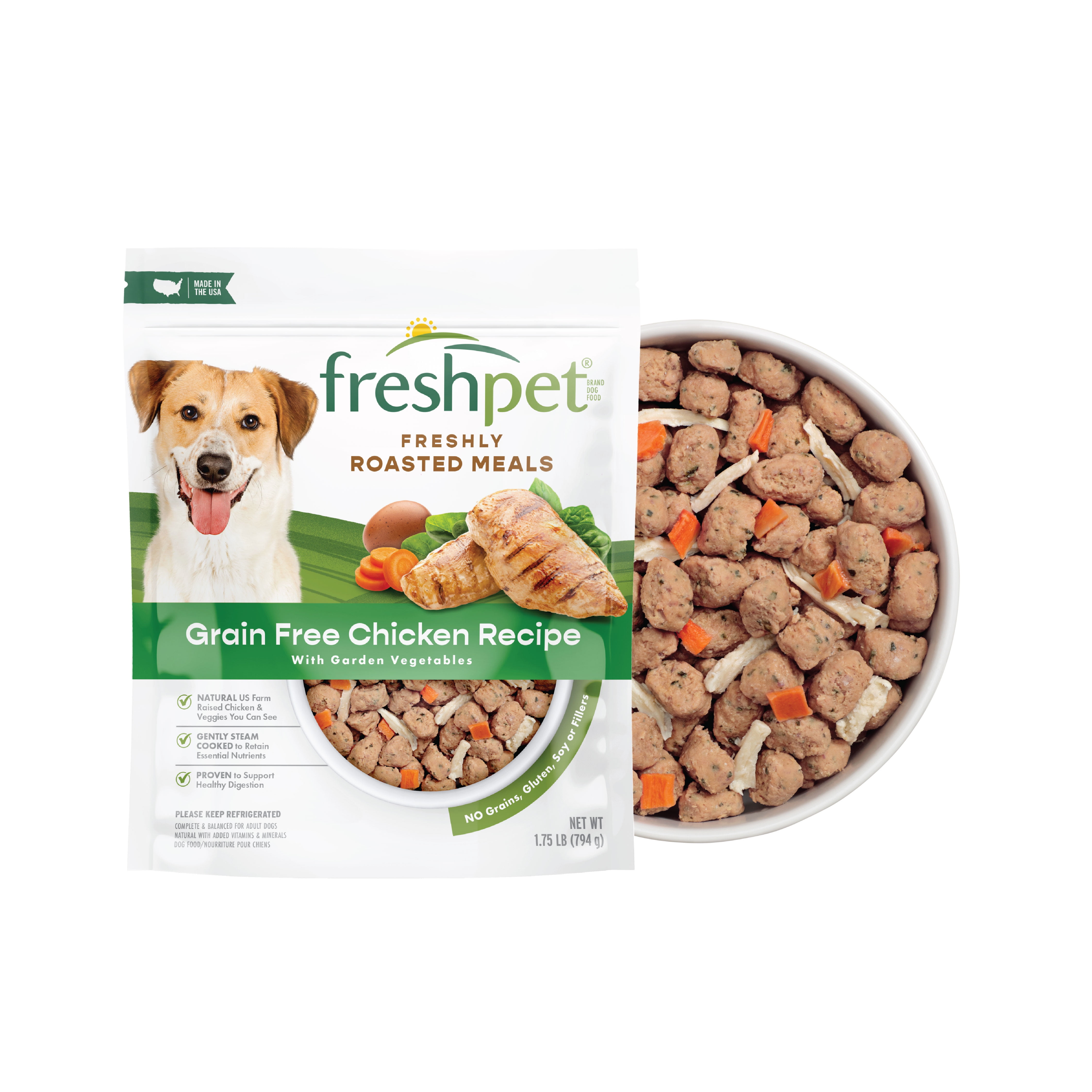 (6 pack) Freshpet Fresh Dog Food, Grain Free Chicken Recipe, Freshly Roasted Meals, 1.75 lb.