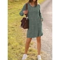 thumbnail image 2 of SIEANE Womens Long Sleeve Sweater Dresses V Neck Casual Fall Dresses With Pockets S-XXL, 2 of 5