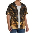 thumbnail image 4 of Honeii 's Cool Black Gold Dragon for men's short-sleeved button-up collared shirt featuring a pocket, perfect for beach vacations, and travel adventures., 4 of 5