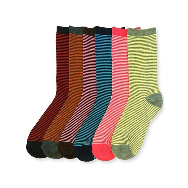 Gravity Threads Chaussettes Chics Uniques pour Femmes Assortiment 6 Paires, Rayure Pastel