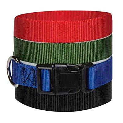 guardian gear nylon adjustable dog collar with plastic buckles, fits necks 14 to 20, black