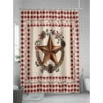 thumbnail image 5 of Fsddascl Country Star Plaid Shower Curtain Set - Extra Long 72" x 96" Washable Bathtub Curtain with 12 Hooks, Retro Western Farmhouse Barn Berry Waterproof Fabric Stall Shower Curtains for Bathroom, 5 of 6