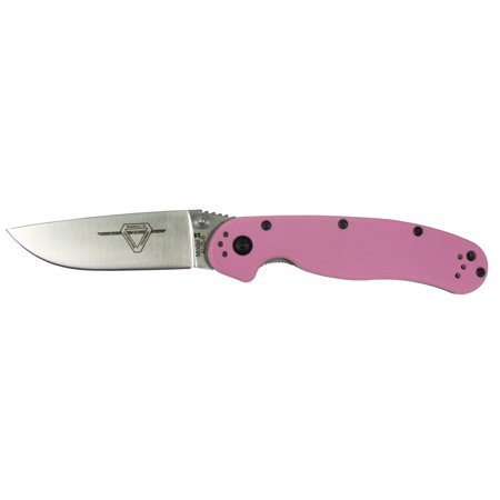 Ontario RAT 2 Pocket Knife 3 Drop Point AUS-8 Satin Stainless Steel Blade Nylon Handle Pink