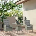 thumbnail image 3 of Yardi Yarda 3 Piece Patio Bistro Set, PE Wicker Furniture Conversation Set with Tufted Cushion Reclining Chairs & Coffee Table, Gray, 3 of 11