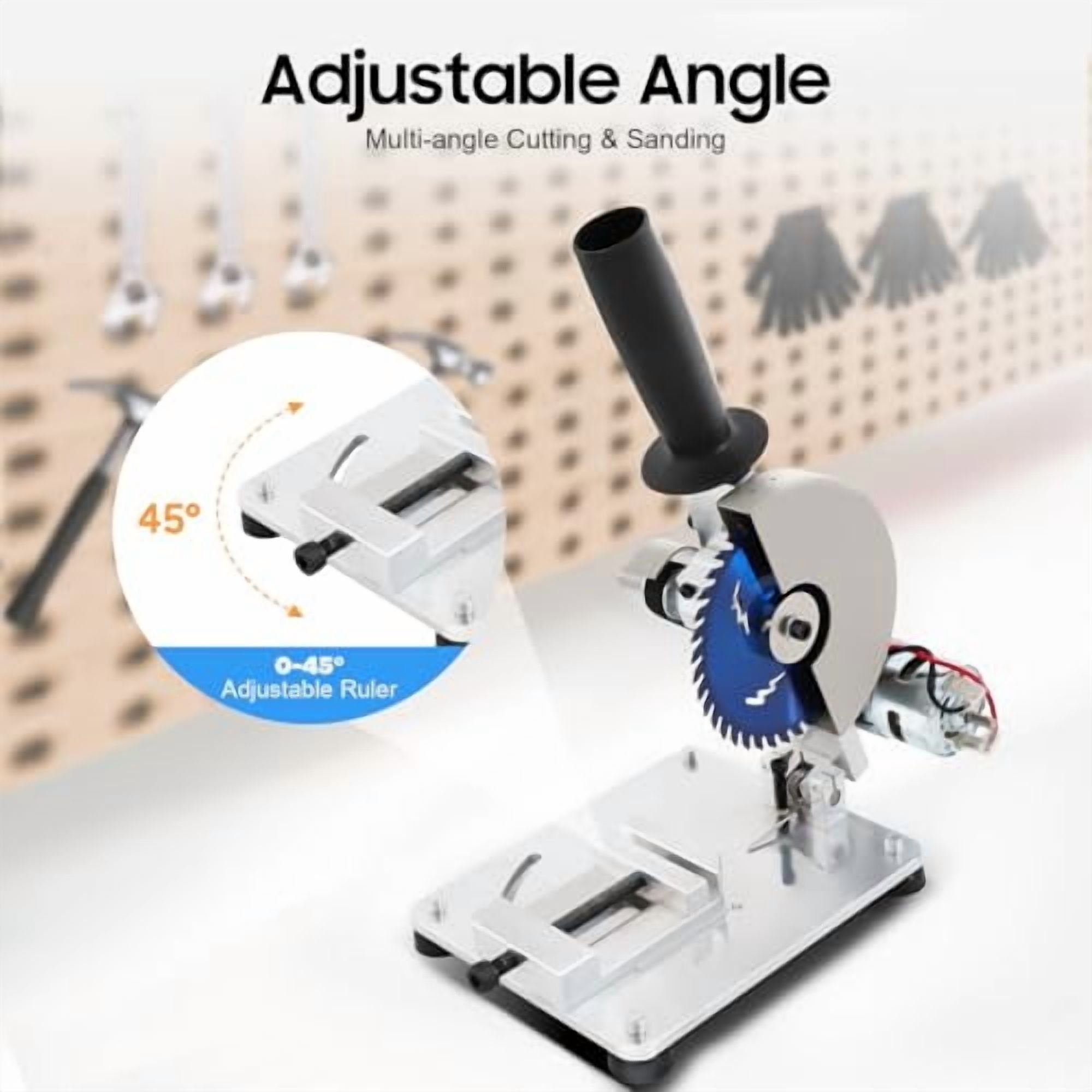 Low Noise Mini Table Saw, 0-45° Adjust-Angle Portable Tabletop Mitre Saw, 96W Manual Chop Saw for Metal Thin Stainless Steel Sheet Iron Sheet Wood Plastic Acrylic