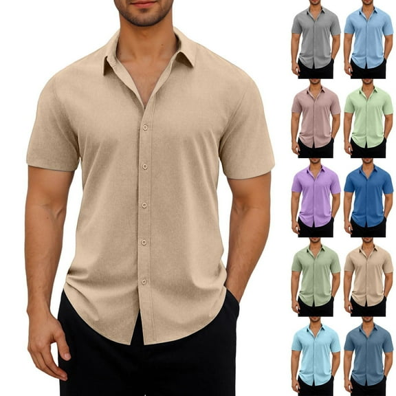 CHGBMOK Mens Dress Shirts Casual Button Down Shirts Short Sleeve Summer Beach Shirt Fashion Shirts with Pocket S-2XL