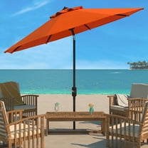 SAFAVIEH Ortega 9' Market Crank Auto Tilt Patio Umbrella, Orange