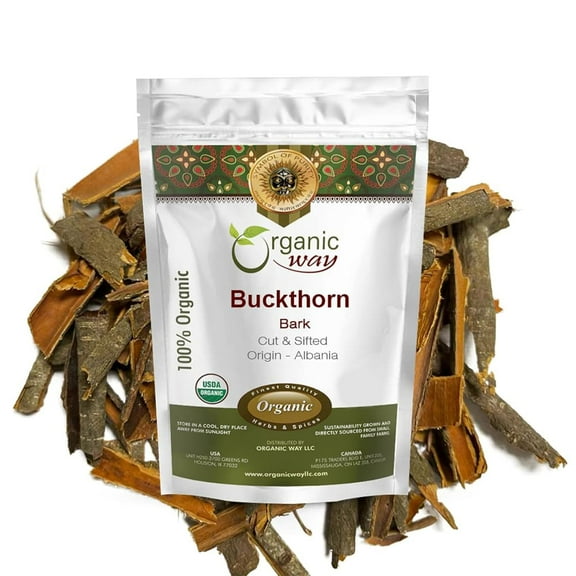 Organic Way Dried Buckthorn Bark (Frangula Alnus) Cut & Sifted - Organic & Kosher Certified | Raw, Vegan, Non GMO & Gluten Free | USDA Certified | Origin - Albania (1/8 lbs / 2 oz)