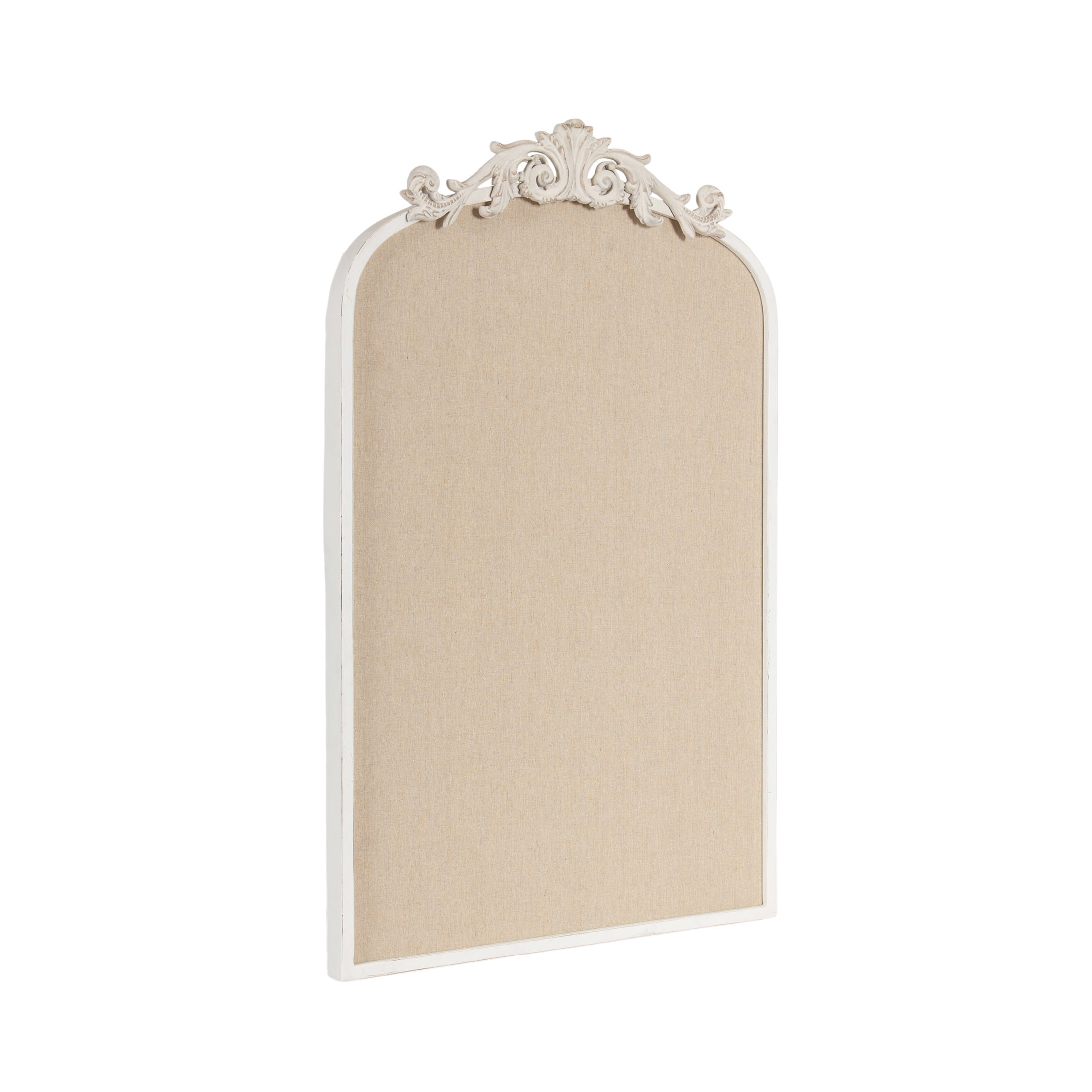 Kate and Laurel Arendahl Decorative Arch Pinboard, 19 x 31, White, Framed Arched Ornate Vintage Cork Board for Use as Motivational Vision Board or Wall Organizer