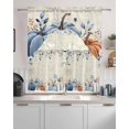 thumbnail image 2 of Blue Pumpkin Kitchen Curtains Sets 24 Inch Length with Valance, Thanksgiving Fall Eucalyptus Leaves Beige Swag Valances and Tiers Curtain Set Drapes Swag Curtains for Living Room, Bathroom, Bedroom, 2 of 6
