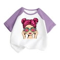 thumbnail image 2 of DAETIROS Girls Graphic T-Shirt, Short Sleeve Soft Cotton Casual Crewneck Cute Comfy Girls Summer Top Purple Size 14 T, 2 of 5