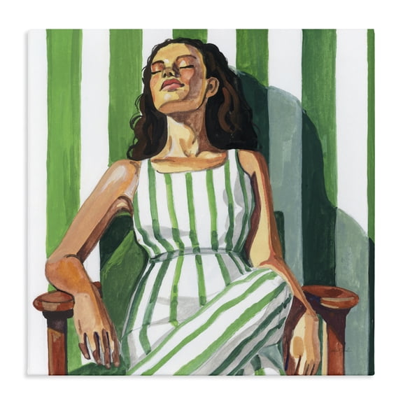 Stupell Industries Relaxing In A Striped Dress Canvas Wall Art, design by Kate Jarvik Birch