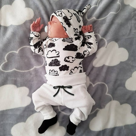 

Kayannuo Clearance Newborn Infant Baby Girl Boy Cloud Print T Shirt Tops+Pants Outfits Clothes Set Christmas Gifts