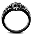 thumbnail image 3 of Womens Black Ring Anillo Para Mujer 316L Stainless Steel Ring with Top Grade Crystal in Clear Evelyn, 3 of 4