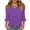 Purple, variant on Womens Ruffle 3/4 Sleeve Tops V Neck Casual Cute Fall Spring Summer Tee Shirts Solid Color Loose Tshirts (XL, White)