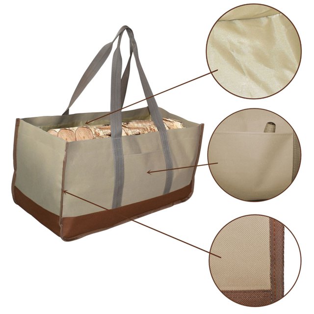 Bolsa de leña Soporte para transporte de troncos al aire libre Bolsa de transporte de madera para leña de gran capacidad