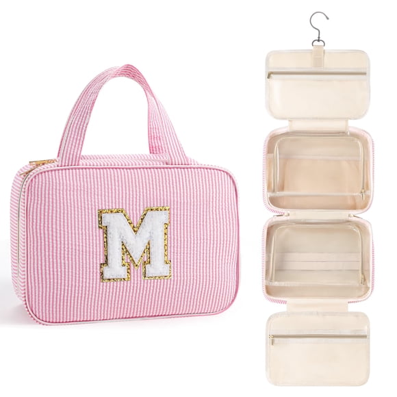 Neceser TOPEAST, bolsa de maquillaje con iniciales colgantes, color rosa, letra M