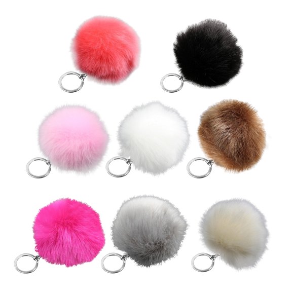 16pcs Plush Ball Key Chain Plush Ball Pendant Keychain Bag Key Chain Pendant