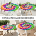 thumbnail image 7 of Colorful Rainbow Tie Dye Spiral Pattern Round Fitted Tablecloth with Elastic Edge,Dining Table Cover Waterproof,Outdoor Round Tablecloth for Camping,Dining,Indoor and Outdoor, 7 of 7
