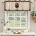 thumbnail image 2 of Western Star Vintage Curtain Valances for Windows, Kitchen Valance Window Treatments Panel 2 Pack, Country Texas Stars Buffalo Plaid Brown Rod Pocket Short Curtains for Bathroom Bedroom 42 x 12 Inch, 2 of 8