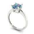 thumbnail image 2 of 2 ctw Solitaire Anniversary Ring for Women | Cushion Cut Blue Moissanite | Hyperallergenic Solid 18K White Gold, 2 of 5
