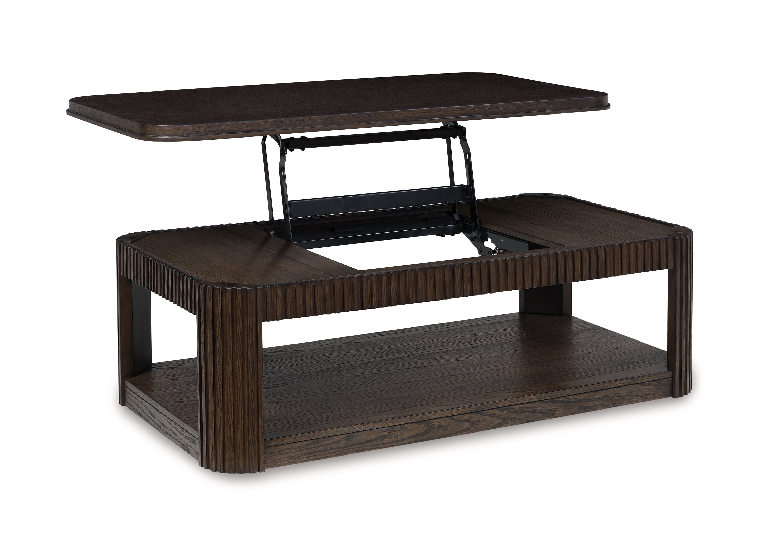 Signature Design by Ashley Carlibrie Lift Top Coffee Table, Brown Contemporary Cocktail Table with Shelf and Casters