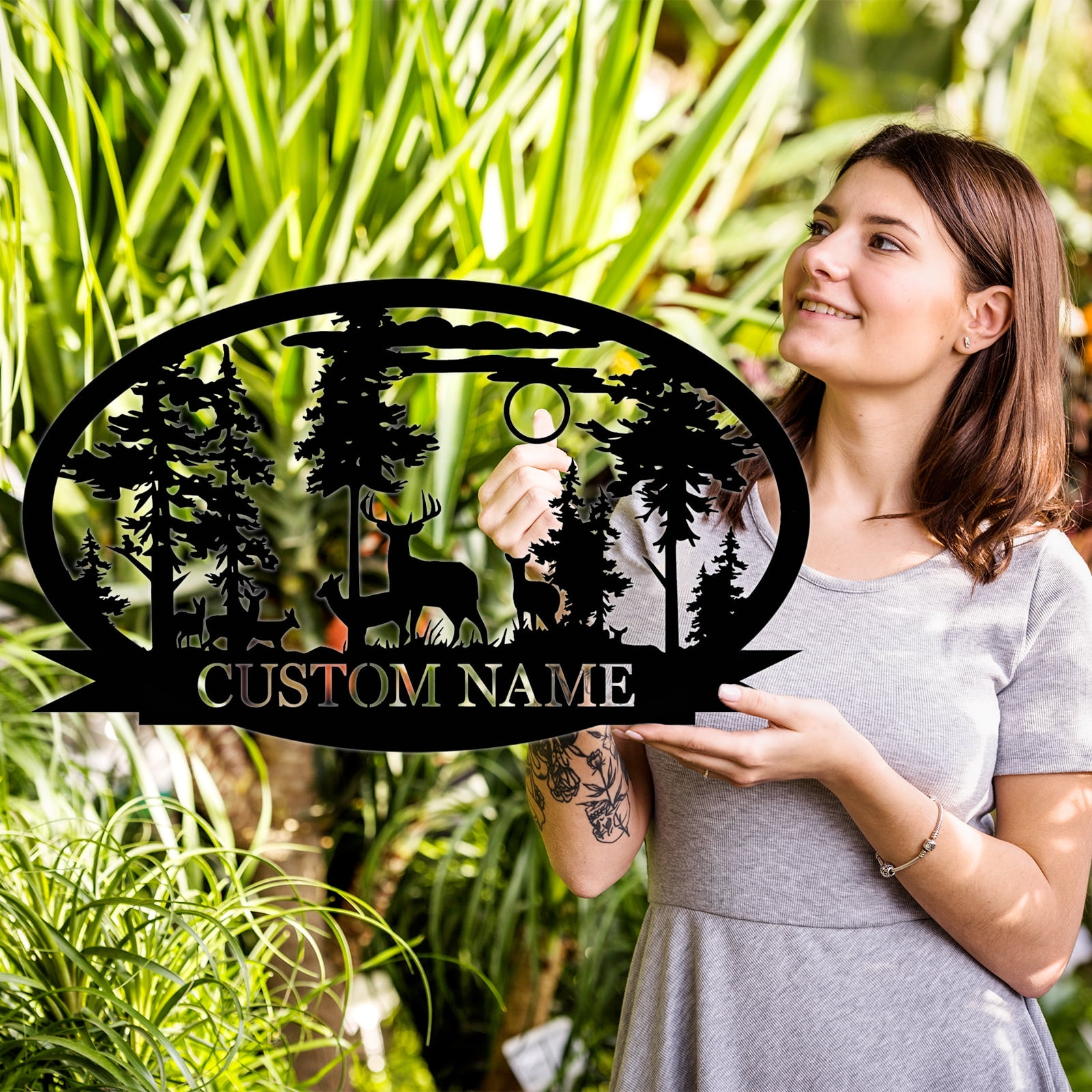 Personalized Deer Metal Cabin Sign | Custom Metal Sign | Personalized Camping Signs | Deer Hunter Gift | Custom Signs Outdoor Metal | Custom Family Name Sign | Cabin Decor | Porch Sign(10inches)